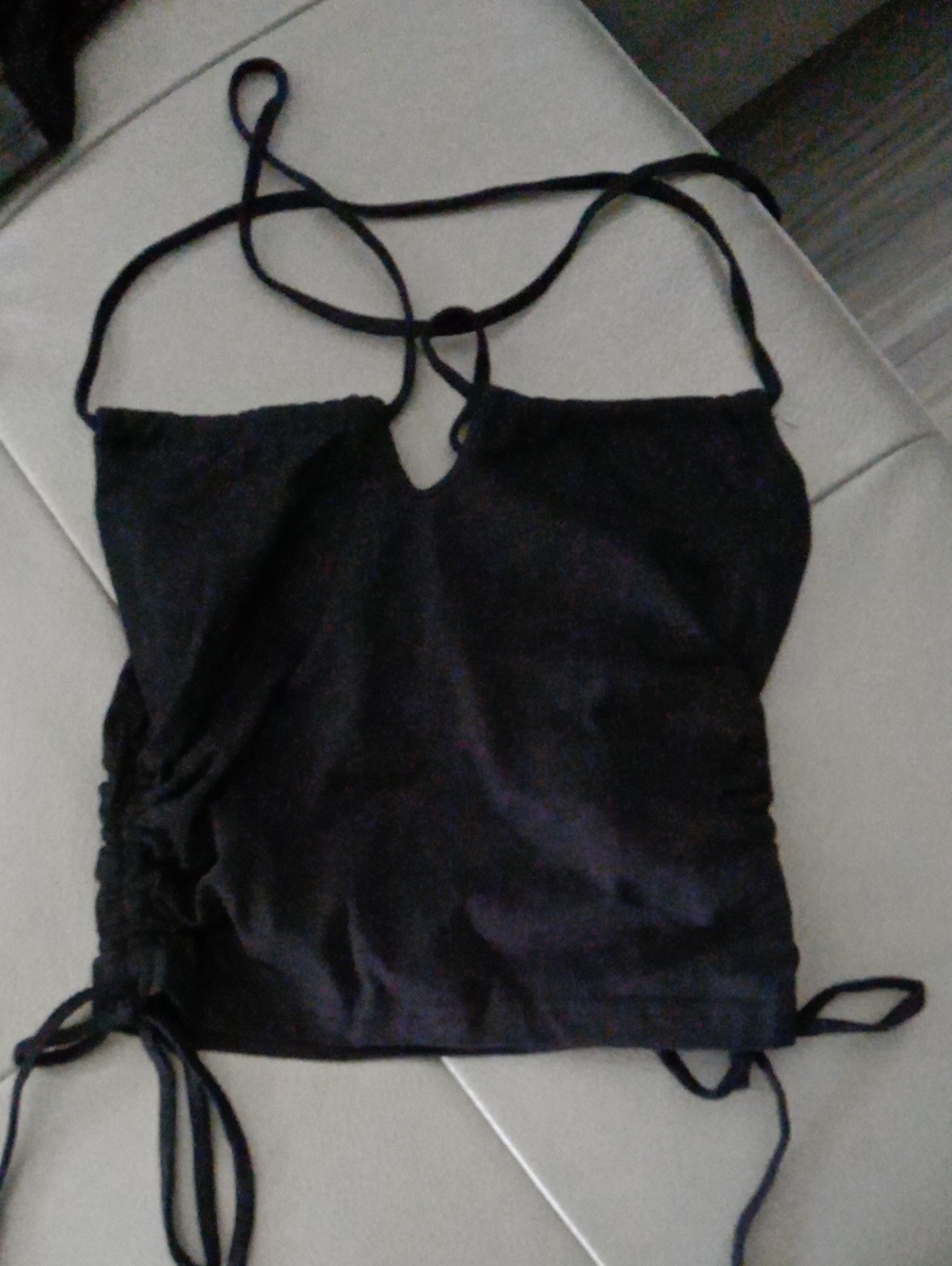 Black Women's Ruched Tie-Strap Cami Top
